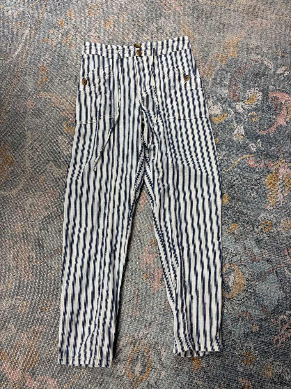 American Eagle Outfitters Blue & White Striped Cargo Pants
